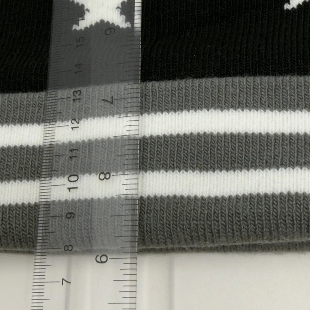 Stussy Star Pattern Knit Pom Cuffed Beanie Black Grey White Unisex OSFM EUC